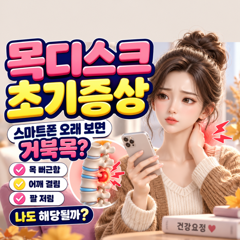 목디스크 초기증상, 스마트폰 볼 때 목이 뻐근하다면? 거북목 자가진단·치료방법