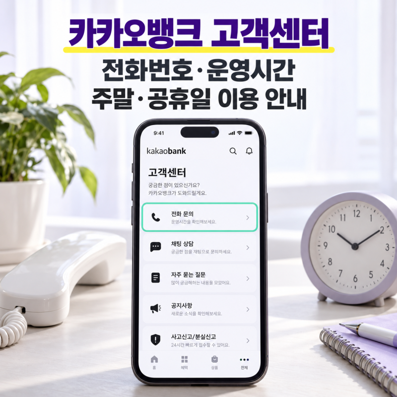 카카오뱅크 고객센터 전화번호, 운영시간과 주말·공휴일 이용 방법