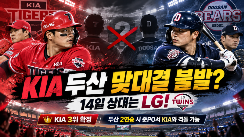 KIA 두산 중계 언제? KIA 3위 확정, 10월 14일 LG·두산 와일드카드 대진 발표