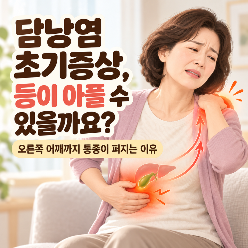 담낭염 초기증상, 등이 아플 수 있을까요? 오른쪽 어깨까지 통증이 퍼지는 이유