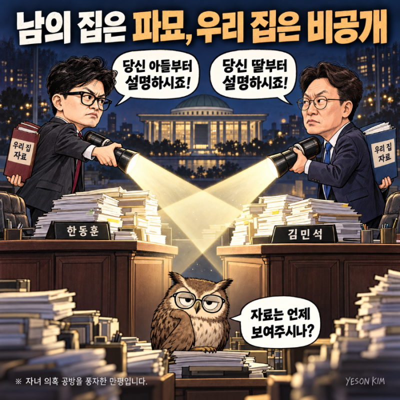 한동훈 김민석 자녀 아빠찬스 논란
