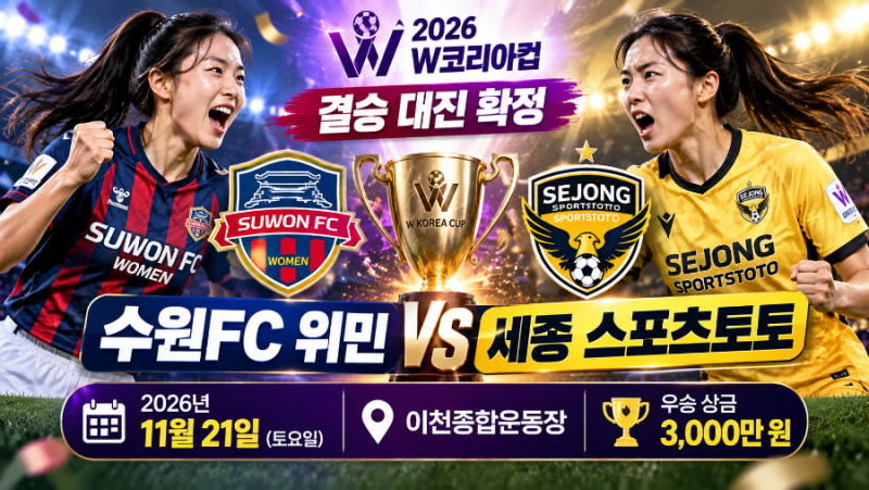 ⚽ W코리아컵 결승 대진 확정! 수원FC 위민 vs 세종 스포츠토토, 11월 21일 초대 우승 격돌