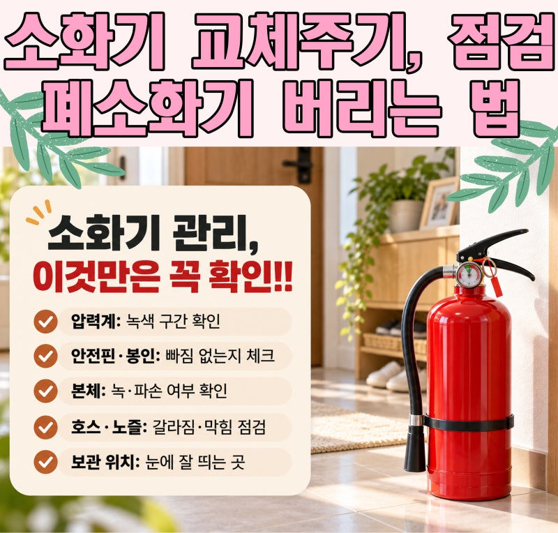 소화기 교체주기 10년?? 제조일 확인부터 압력계 점검, 폐소화기 버리는 법