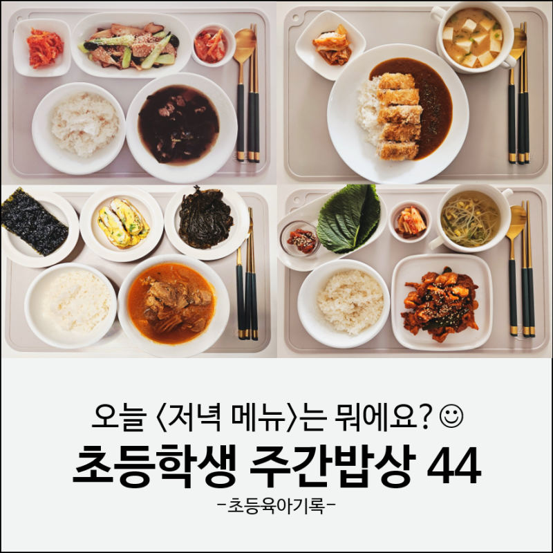 초등학생 주간밥상 44 | 성장기 아이가 잘 먹는 집밥 메뉴, 소고기미역국 버섯청경채볶음 아....