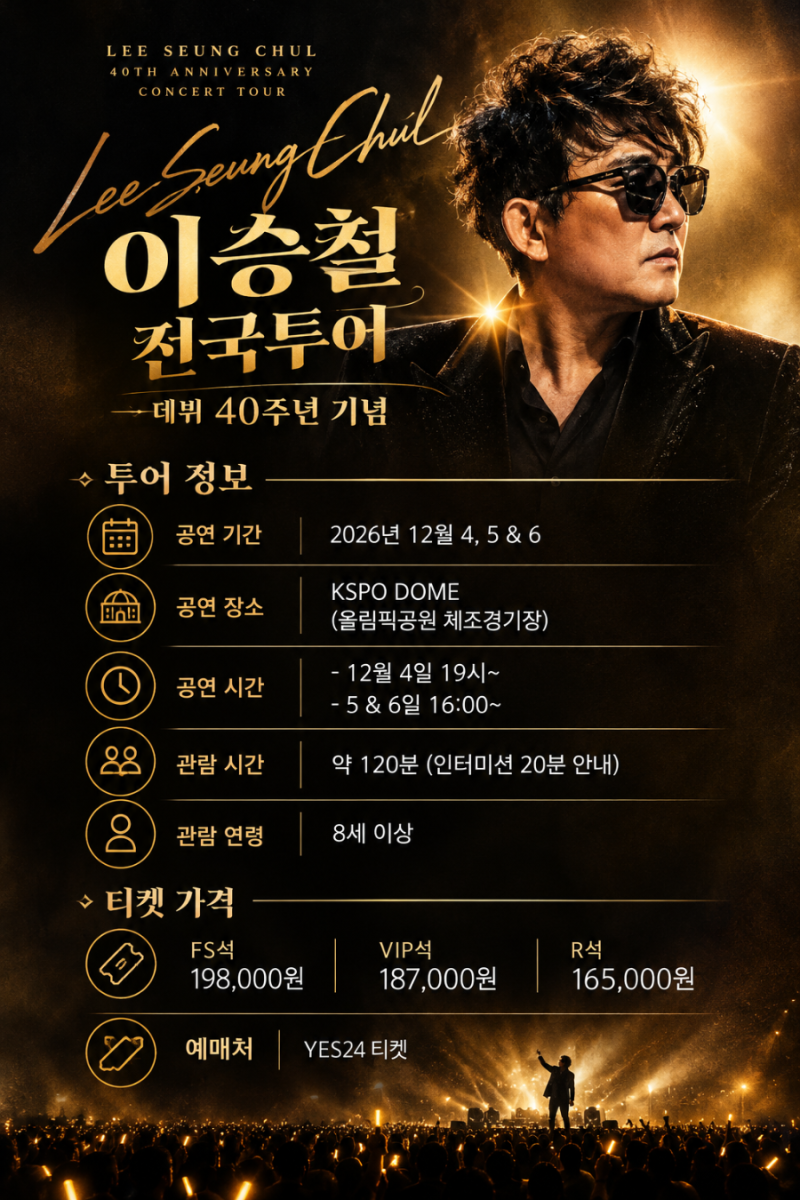 이승철 데뷔 40주년 콘서트 - 인천 & 서울 공연 기본 정보, 히트곡 모음Zip