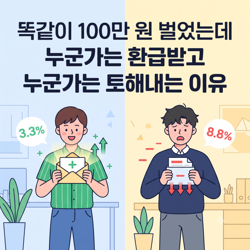 3.3% 사업소득 vs 8.8% 기타소득 차이 총정리: 원천징수 계산과 절세 가이드