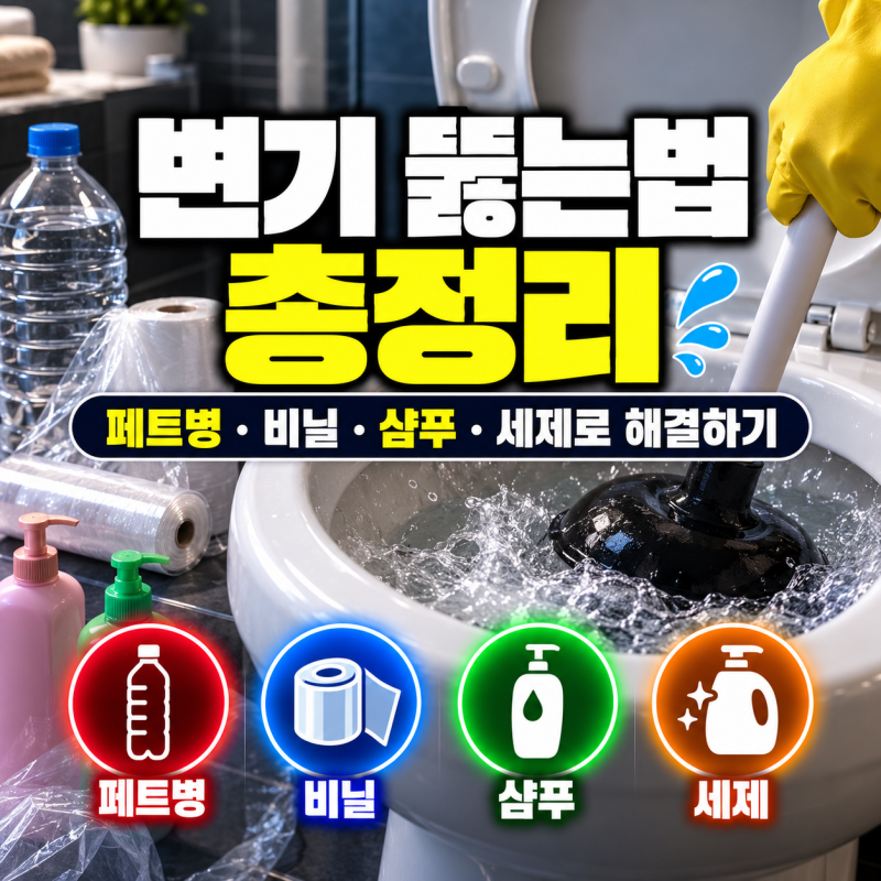 변기 뚫는법 총정리｜페트병·비닐·샴푸·세제로 막힌 변기 해결하기