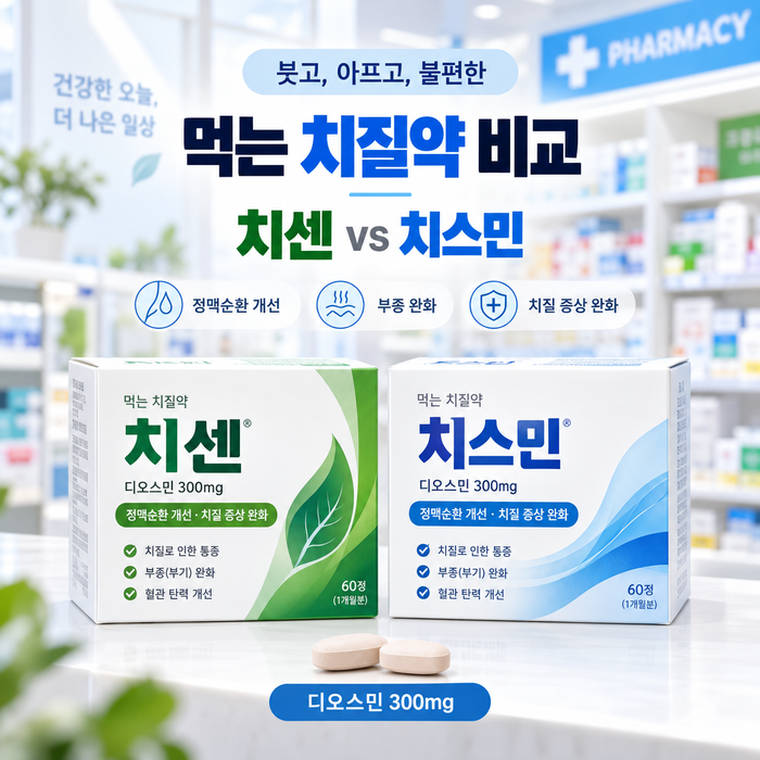 먹는 치질약 치센·치스민 300mg 차이, 효과·부작용과 임신·수유 주의사항