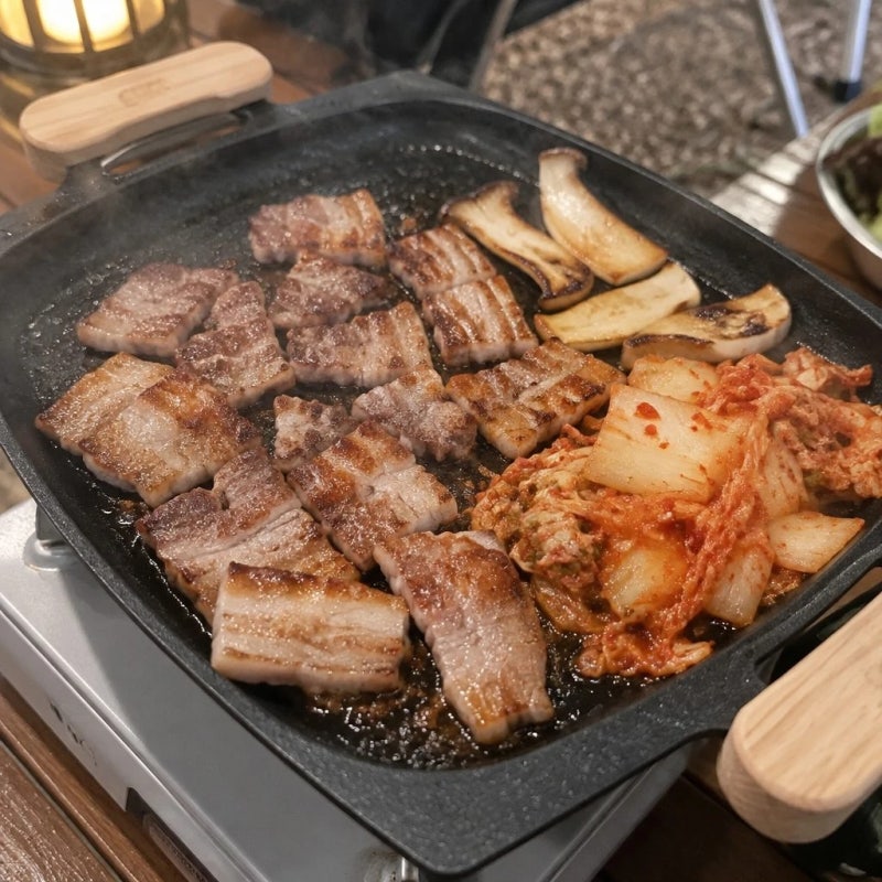 레토 캠핑 그리들 40cm 국산 전골 요리 바베큐 불판 추천