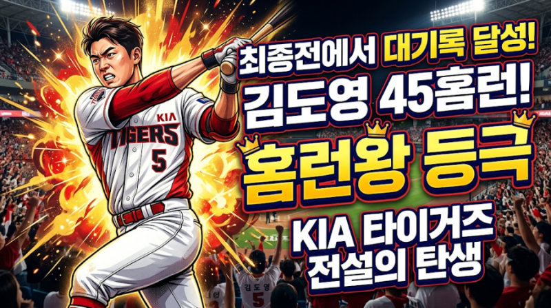 KIA 김도영, 최종전 45호 포로 홈런왕과 준PO 직행을 이끌다