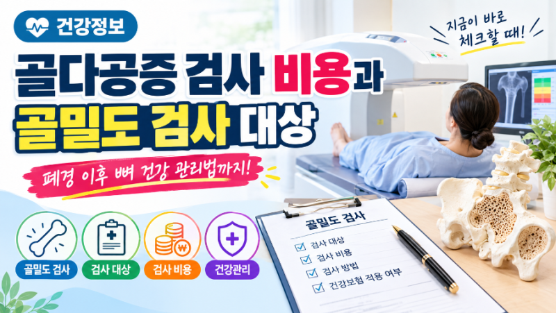 골다공증 검사 비용과 골밀도 검사 대상 총정리｜폐경 이후 뼈 건강 관리법