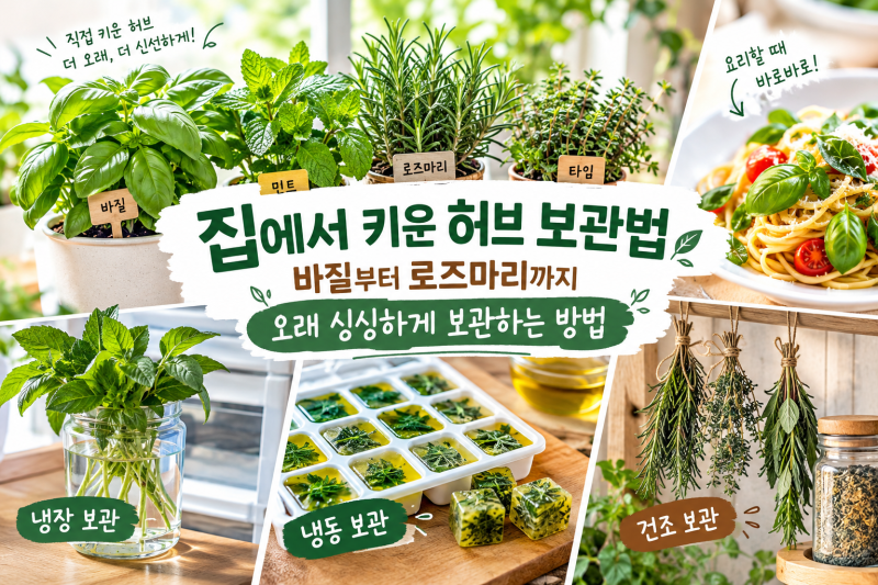 집에서 키운 허브 보관법｜바질부터 로즈마리까지 오래 싱싱하게 보관하는 방법