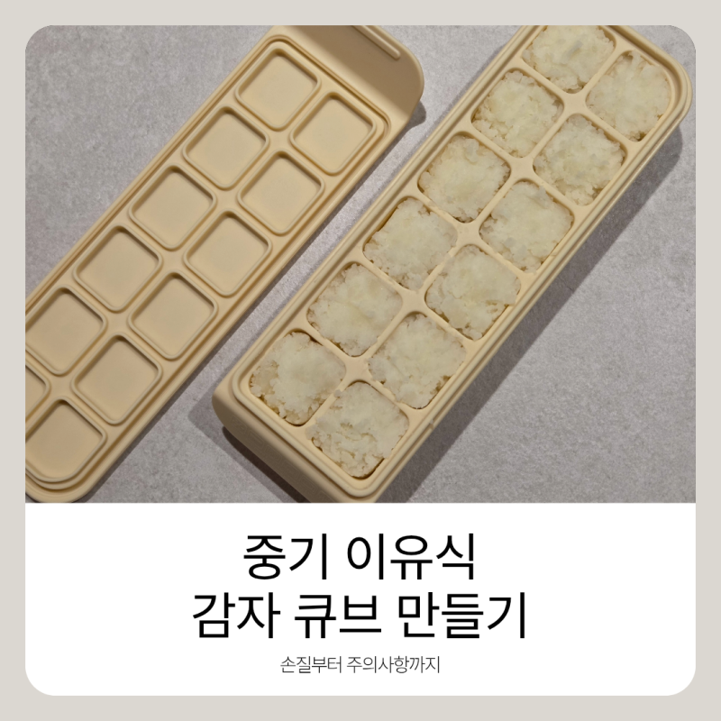 중기 이유식 감자 큐브 만들기 | 7개월 입자감 및 토핑 식단