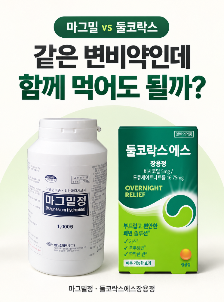 마그밀 vs 둘코락스, 안 듣는다고 다른 변비약을 더 먹어도 될까?