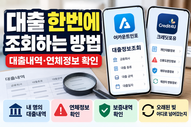 대출 한번에 조회 하는 방법(대출내역·연체정보 확인)