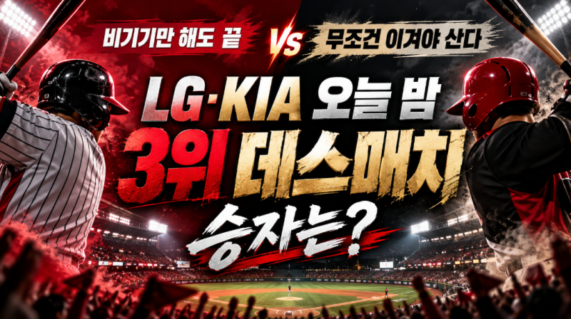 "비기기만 해도 끝" vs "무조건 이겨야 산다"…LG·KIA 오늘 밤 3위 데스매치, 승자는?