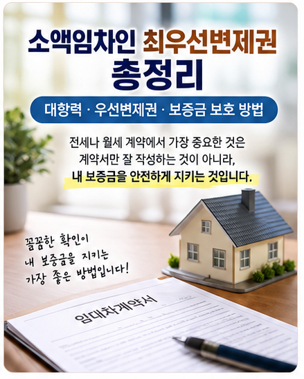 소액임차인 최우선변제권 총정리｜대항력·우선변제권·보증금 보호 방법