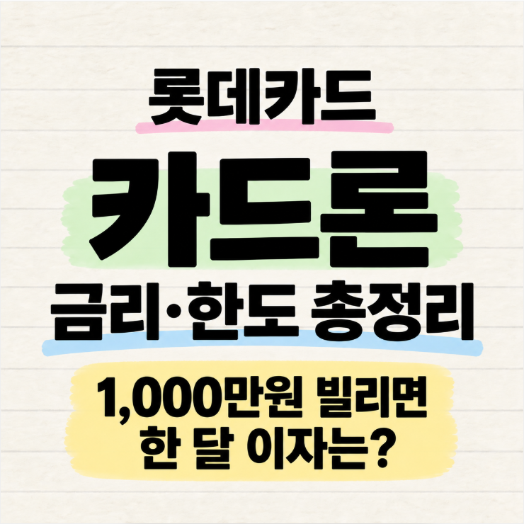 롯데카드 카드론 금리 한도 총정리, 1,000만원 빌리면 한 달 이자는?