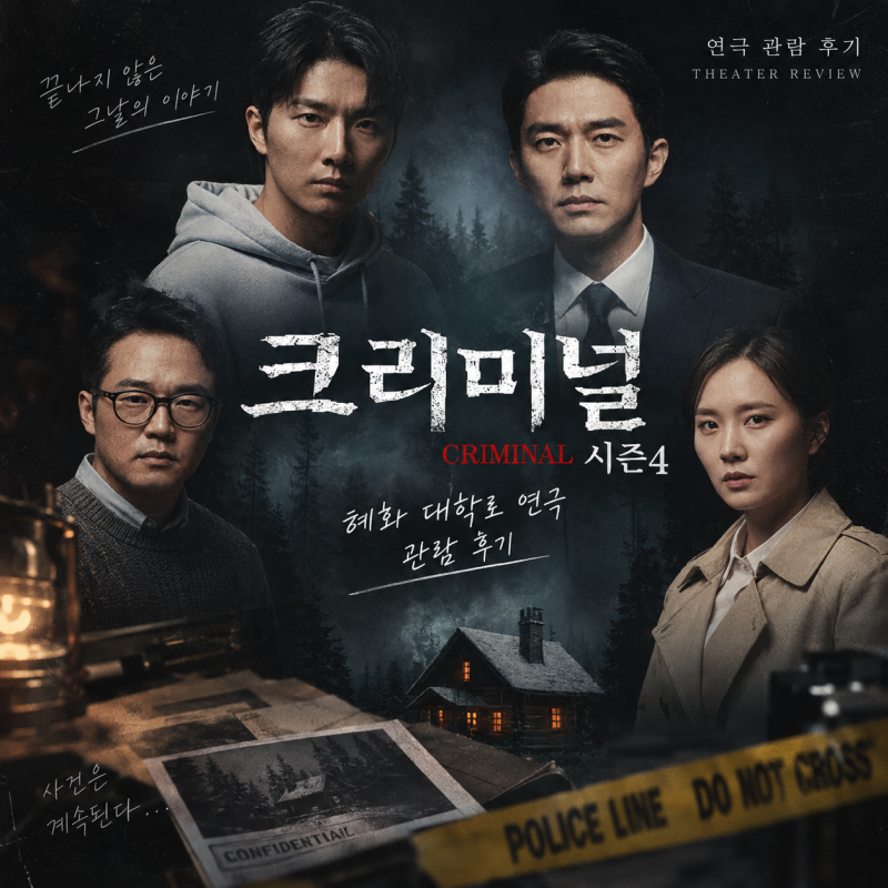 [혜화 연극 추천] 혜화 추리 스릴러 연극 '크리미널 시즌 4' 관람 솔직 후기 (+시즌 5 당첨 럭키....