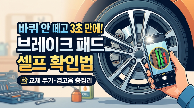 브레이크 패드 잔량, 바퀴 안 떼고 3초 만에 셀프로 확인하는 법 교체 주기,경고음 총정리