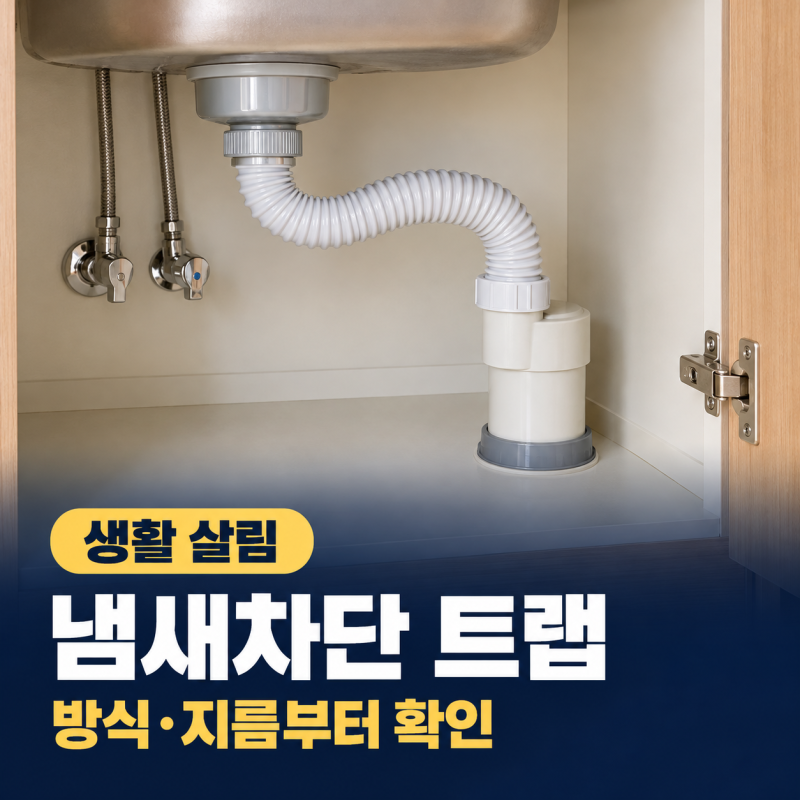 싱크대 냄새차단 트랩 고르는 법, 방식 3가지와 배관 지름부터