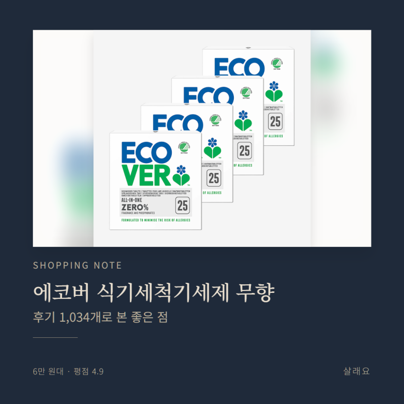 에코버 식기세척기세제 무향 구매 전 후기 40개 핵심 정리