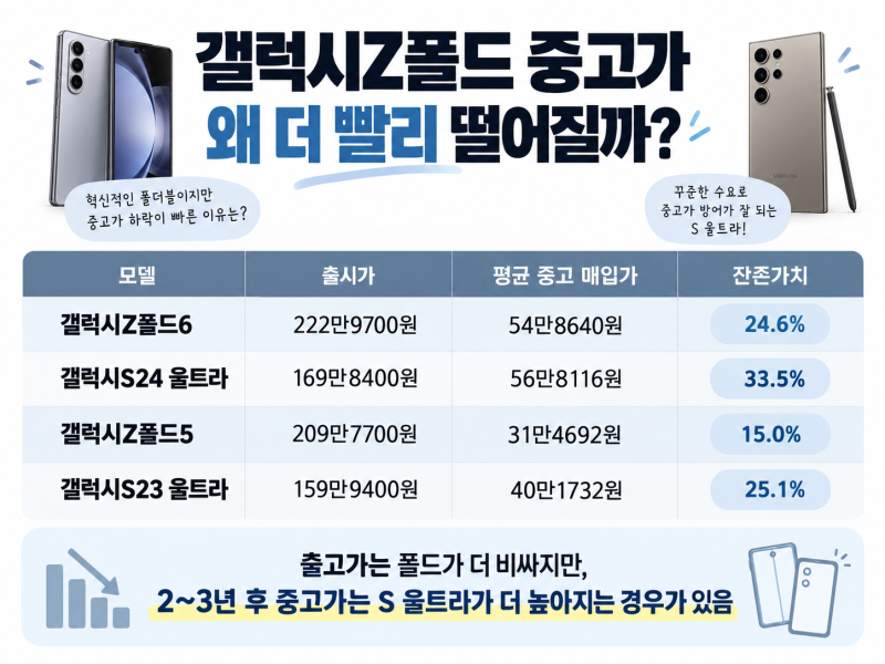 갤럭시Z폴드 중고가 왜 이렇게 떨어질까? 2년 뒤 S울트라보다 싸진 이유