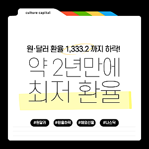 원·달러 환율 1,333.2원까지 하락! 약 2년 만에 최저