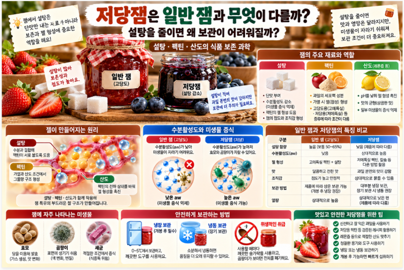 저당잼은 일반 잼과 무엇이 다를까? 설탕을 줄이면 왜 보관이 어려워질까?