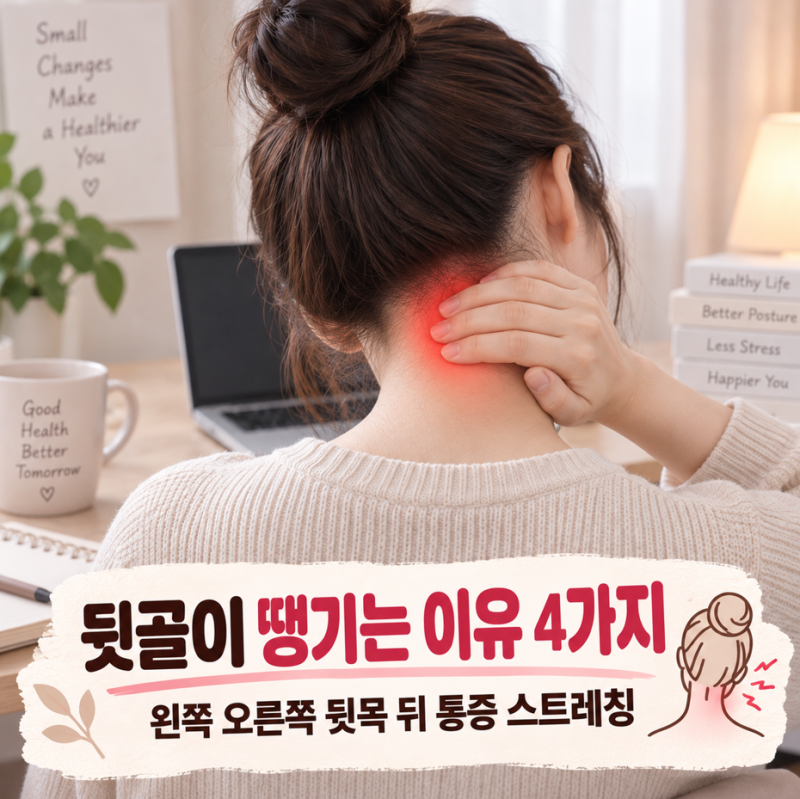 뒷골이 땡기는 이유 4가지, 왼쪽 오른쪽 뒷목 뒷골 통증 스트레칭