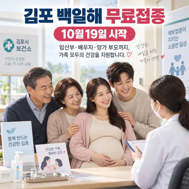 2026 김포 백일해 무료접종｜10월19일부터 임산부·배우자·양가 부모까지 지원
