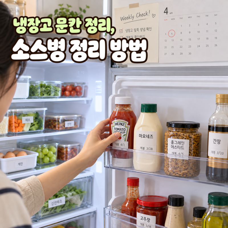 냉장고 문칸 정리, 소스병이 넘칠 때 남기는 수납 기준