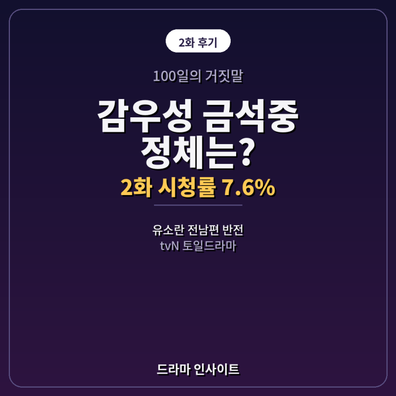 100일의 거짓말 2화 후기, 감우성 금석중 정체는?