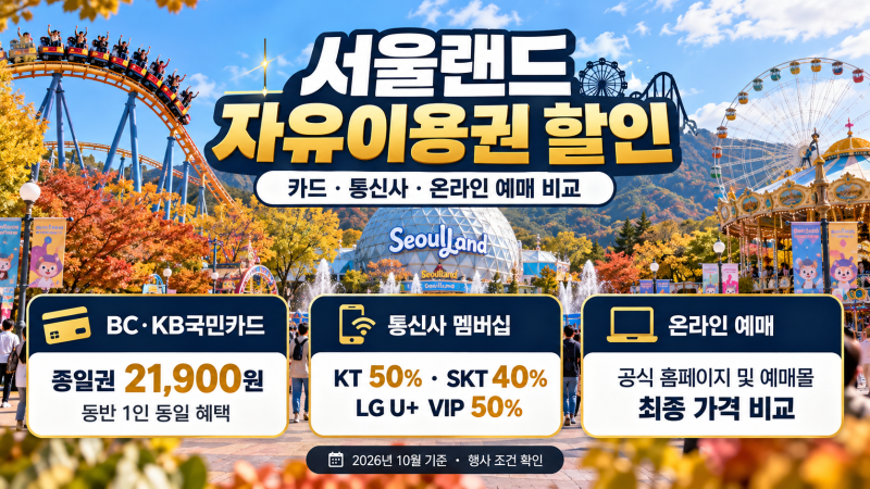 서울랜드 자유이용권 할인받는 방법｜카드·통신사·온라인 예매 총정리