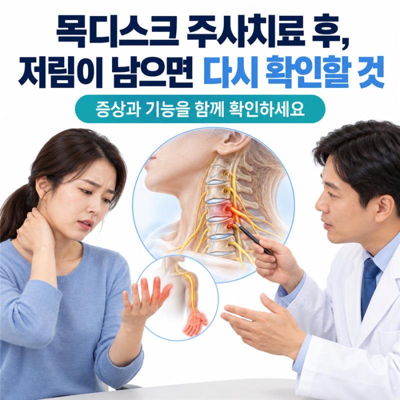 목디스크 주사치료 후, 저림이 남으면 다시 확인할 것