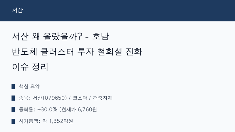 서산 왜 올랐을까? - 호남 반도체 클러스터 투자 철회설 진화 이슈 정리