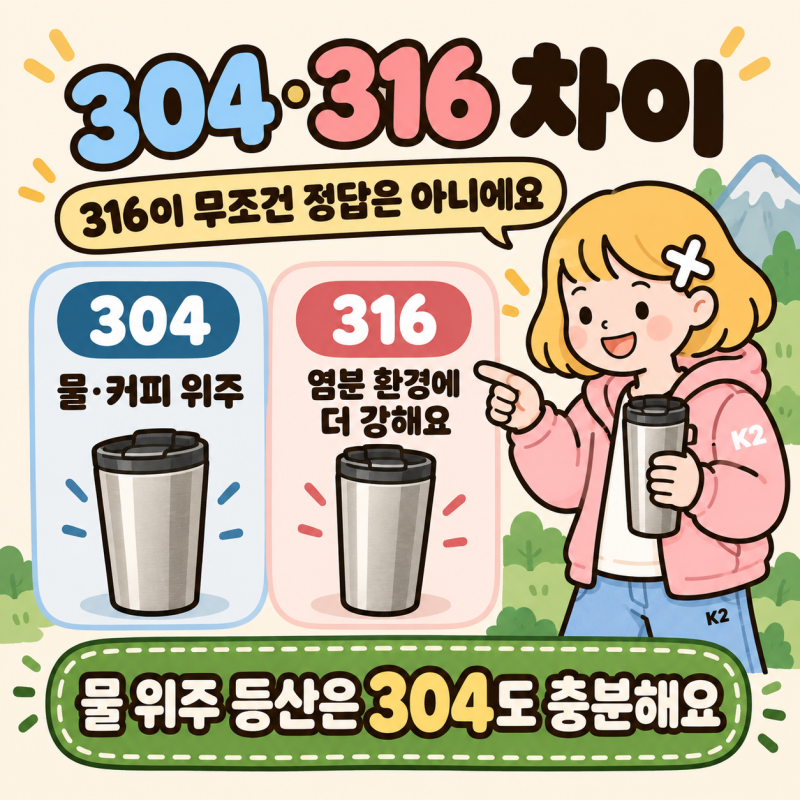 텀블러 304·316 스테인리스 차이, 등산용은 316이 무조건 좋을까?