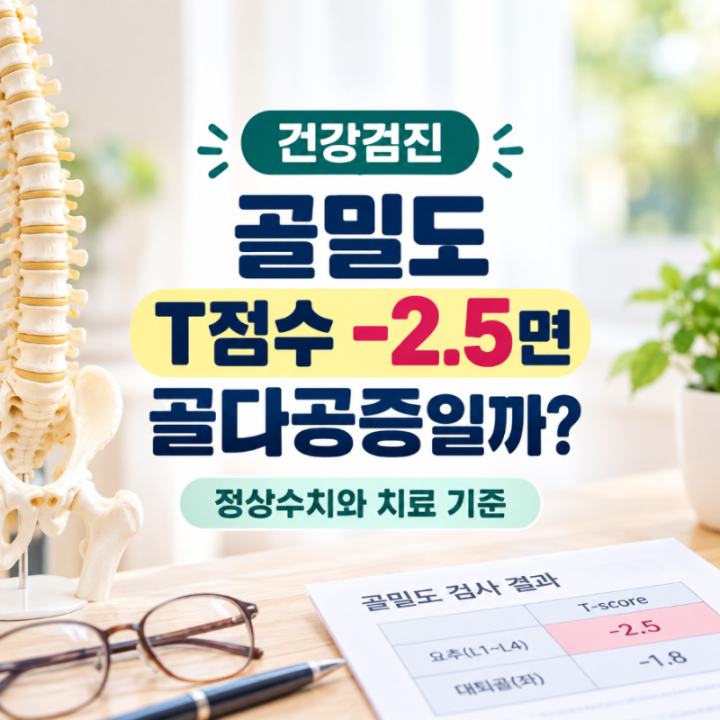 건강검진 골밀도 T점수 -2.5면 골다공증일까? 정상수치와 치료 기준