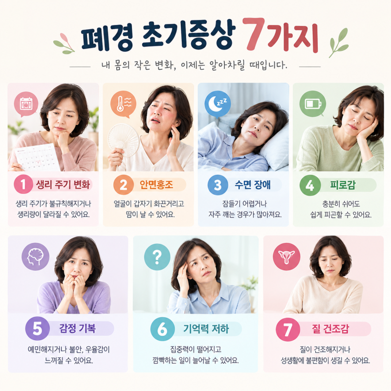 폐경 초기증상 7가지, 폐경 나이와 조기폐경 기준 알아보기