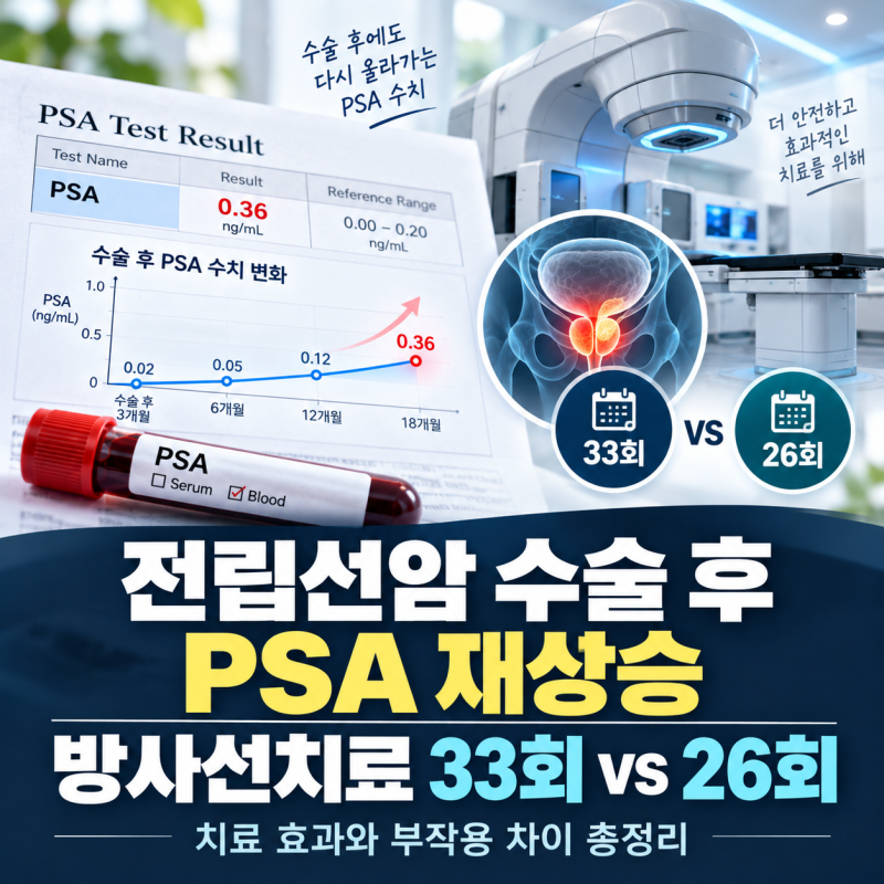 전립선암 수술 후 PSA가 다시 올랐다면? 방사선치료 33회→26회, 나도 대상일까? 치료 효과와 ....