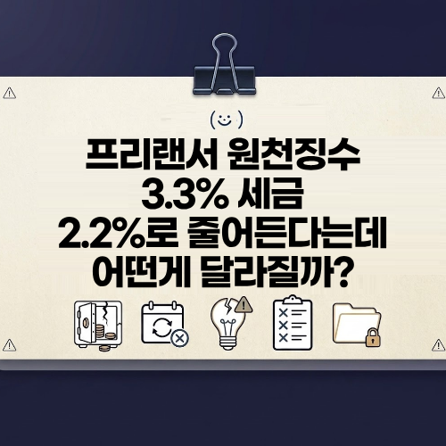 프리랜서 세금 원천징수 3.3% 28년 만에 2.2%로 낮춘다는데