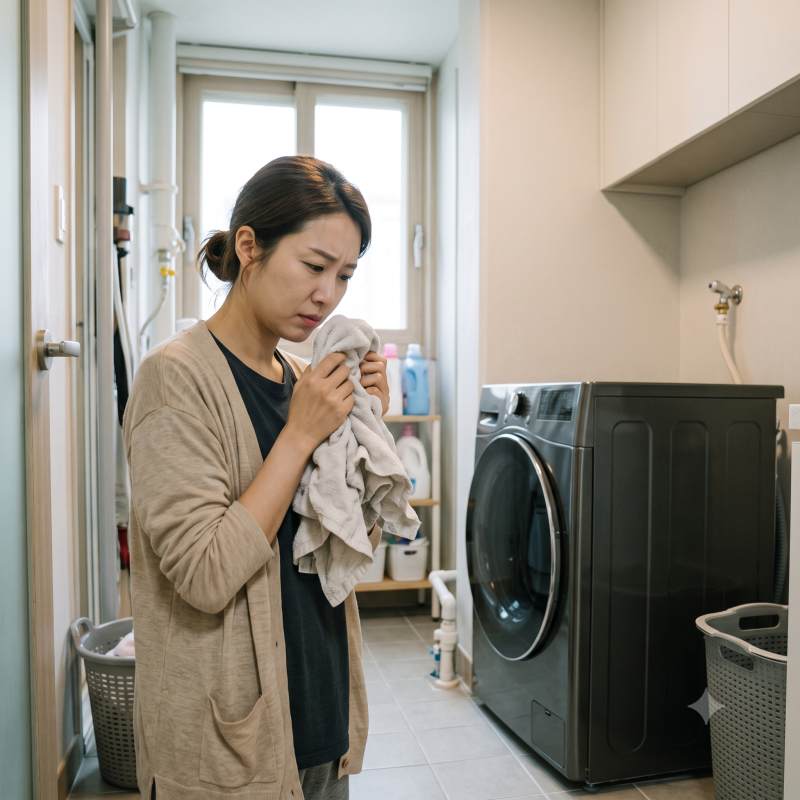 드럼세탁기 잔수 제거 안 하면 썩은 물 악취? 5분 만에 냄새 잡는 배수 필터 청소법