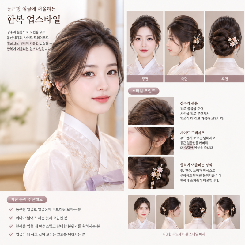 [천안 메이크업] 한복,드레스 입기 전 필독! 내 얼굴형에 딱 맞는 올림머리위치&가르마 공....