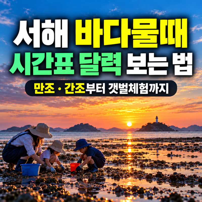 서해 바다물때 시간표 달력 보는 법｜만조·간조부터 갯벌체험까지