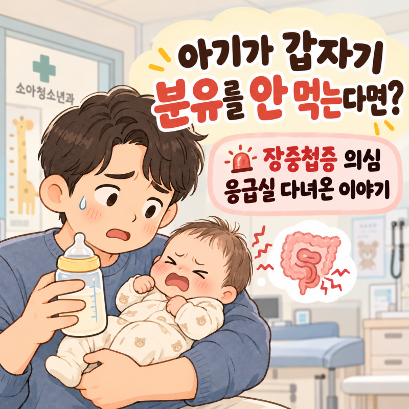 아기가 갑자기 분유를 안 먹는다면? 장중첩증 의심으로 응급실까지 다녀온 이야기