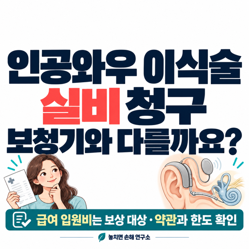 인공와우 실비 청구, 급여 이식 수술 입원비는 보상 대상이에요