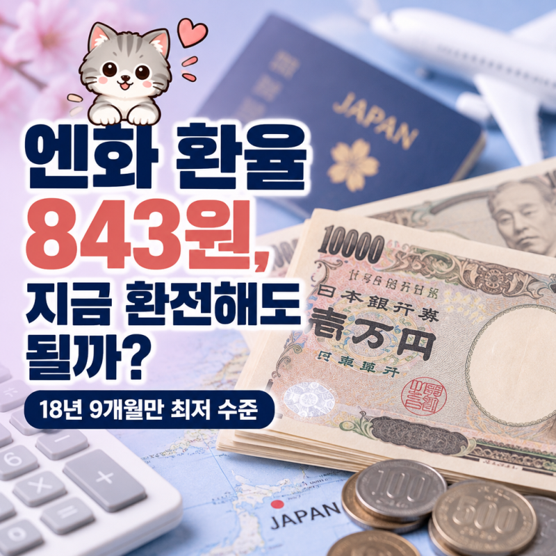 엔화 환율 843원, 18년 9개월만 최저인데 지금 환전해도 될까?