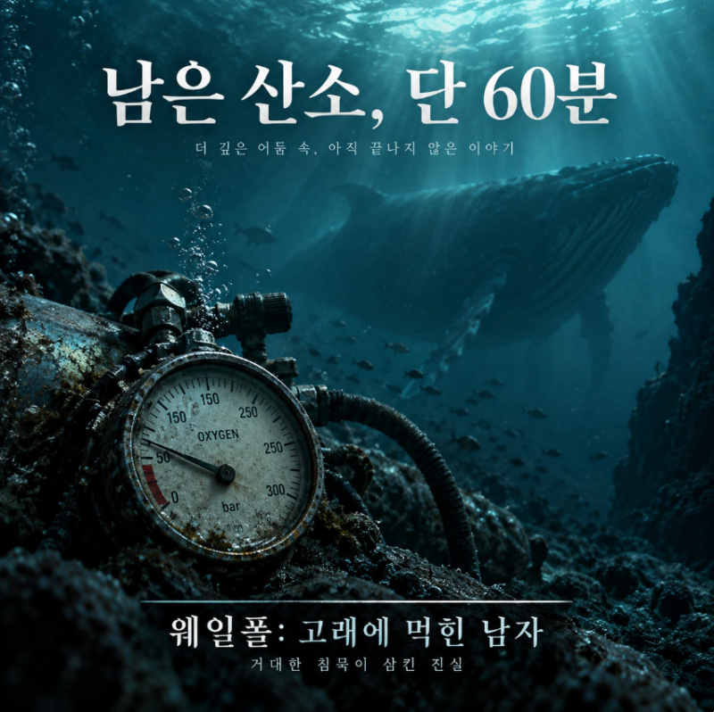《웨일폴: 고래에 먹힌 남자》, 산소 60분의 생존극