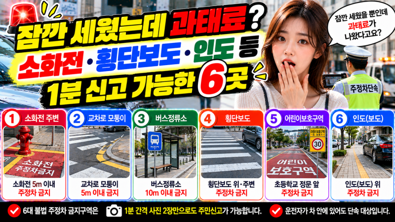 불법 주정차 1분이면 신고 가능?｜6대 금지구역과 과태료