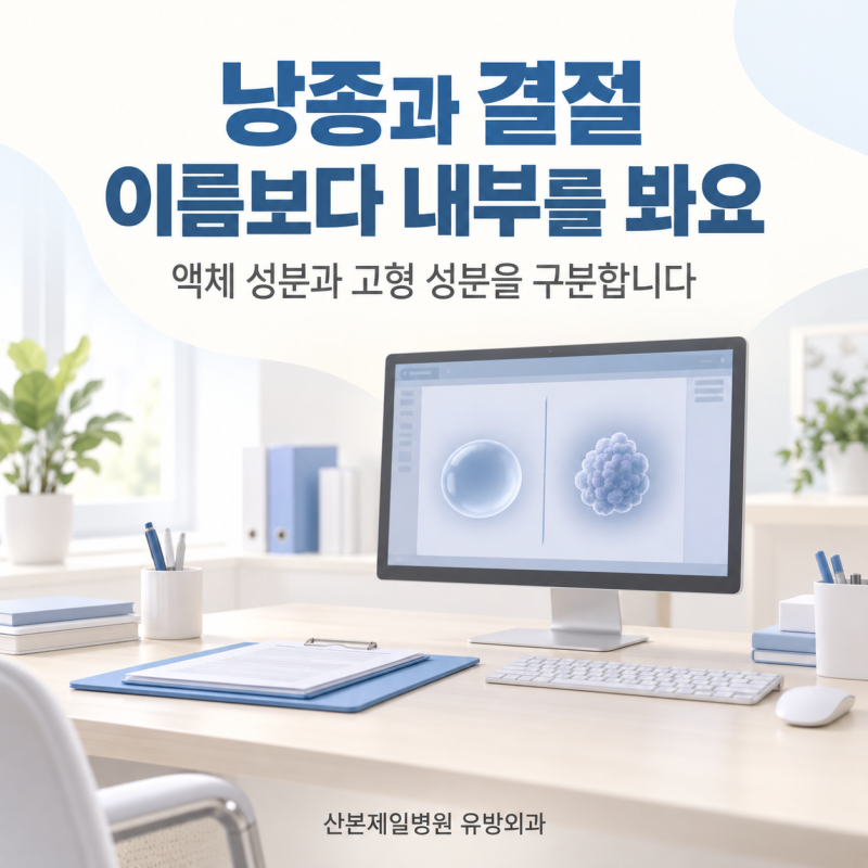 유방 낭종과 결절 차이, 결과지에 둘 다 적혔다면?